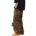 Men's Clothing Casual Loose Large Pocket Straight Pants Simple Solid Color Overalls High Street Men_viptrois.com