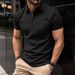 Men's Clothing New Simple Short Sleeved Polo 3D Printing Solid Color Casual Zipper Polo Shirt_viptrois.com