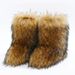 women's outer wear warm and non slip cross border long fur mid tube raccoon fur winter snow boots_viptrois.com
