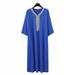 Men's Clothing Robe Short Sleeve Embroidery Navy Blue Muslim Robe_viptrois.com