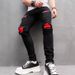 Men's Clothing Jeans Casual Slim Ripped Patch Elastic Wear Resistant Pants_viptrois.com