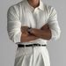 Men's Clothing Black Long Sleeved Polo Shirt Men's Autumn New Trend Simple Muscle Fitness Striped Knitted Lapel Top T Shirt_viptrois.com