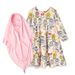 Kid's Clothing Children's Spring And Autumn Girls Long Sleeved Flower Dress + Headscarf Two Piece Children's Clothing Ins_viptrois.com