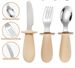 Mother & Kids Silicone Short Handle 316 Stainless Steel Children's Knife, Fork And Spoon 3 Piece Set Infant Eating Spoon Portable Tableware_viptrois.com