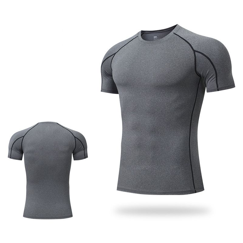Men's Clothing Men's Pro Tights Short Sleeves Sports Running Training Clothes Basketball Fitness Clothes Quick Drying Short Sleeved T Shirt_viptrois.com