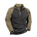2025 High Quality Fashion Sport Outerwear Men's Stand Collar Half Zipper Splicing Long Sleeve Casual Loose Fleece Sweatshirts_viptrois.com