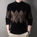New High-quality Thickened Faux Mink Fur Men's Sweater For Middle-aged And Young People, Casual Diamond Shaped High Elasticity Knitted Sweater_viptrois.com