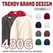 Unisex Heavyweight 480g Fleece-Lined Oversized Hoodie, Crew Neck, Thickened Warm Pullover, American Style Casual Sweatshirt_viptrois.com