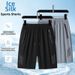 Men's Five Point Quick Drying Ice Silk Shorts Casual Sports Running mid Length Beach Outerwear with Drawstring Elastic Waist_viptrois.com