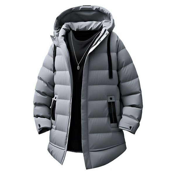 Men's Clothing Oversized Long Hooded Winter Coat With Thick Polyester Fill, Warm And Comfortable, Available In Grey, Black, Army Green (Sizes M-5XL)_viptrois.com