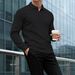 Men's Long-Sleeve Waffle Knit Polo Shirt – Collared Business Casual Top For Winter & Fall_viptrois.com