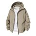 Unisex Waterproof Windbreaker Jacket – Oversized Streetwear Hooded Windcoat (S-XXXL, Mocha/Black/White)_viptrois.com