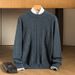 Pure Pure Wool Autumn Winter New Solid Color Jacquard Round Neck Warm Knitted Base Shirt Sweater Men's Casual Versatile_viptrois.com