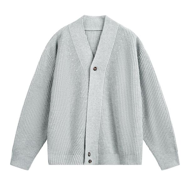 Monochrome Man- Japanese Retro Old Money Style Cardigan Autumn Winter Dao Robe Knitted Sweater Heavyweight High-End Feel Diagonal_viptrois.com