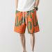 Men's Casual High Street Fashion Printed Shorts Summer Thin Style Trendy American Graffiti Loose Straight Leg Five-Pocket Beach Shorts_viptrois.com