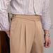 Men's Clothing Men's Naples Mid High Waist Straight Casual Trousers British Retro Versatile Trousers_viptrois.com
