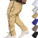 Men's Hip Hop Streetwear Basketball Jogger Pants With Button Detailing - High Waist Casual Sweatpants For Fall & Winter_viptrois.com