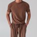 Men's Clothing Spring And Summer New Texture Round Neck T Shirt Tops Casual Shorts Fashion Suit_viptrois.com