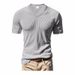 American Style Loose Casual Breathable Men's V-Neck Skin-Friendly Amekaji Corduroy Short Sleeve T-Shirt For Men_viptrois.com