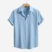 Men's Clothing Spring And Summer New European And American Men's Solid Color Short Sleeve Shirt Cardigan Lapel Beach Fashion Shirt Cross Border Men_viptrois.com