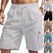 Men's Khaki Tactical Shorts Summer Outdoor Workwear Casual Beach Bamboo Linen_viptrois.com