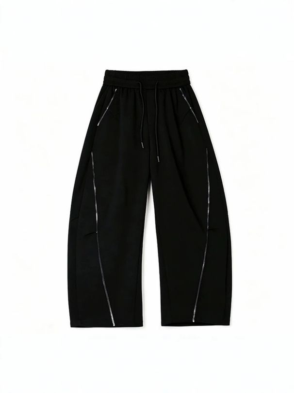 Retro American High Street Deconstructed Design Curved Sweatpants Gray Wide Leg Casual Fitness Pants for Men And Women with Graffiti Lines_viptrois.com