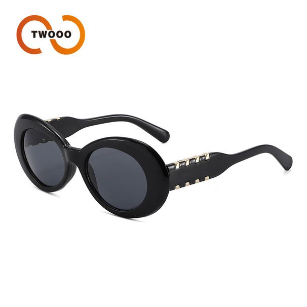 Two Circles Large Oval Frame Sunglasses - Fashion Retro Style For Women & Men (Model T1353)_viptrois.com