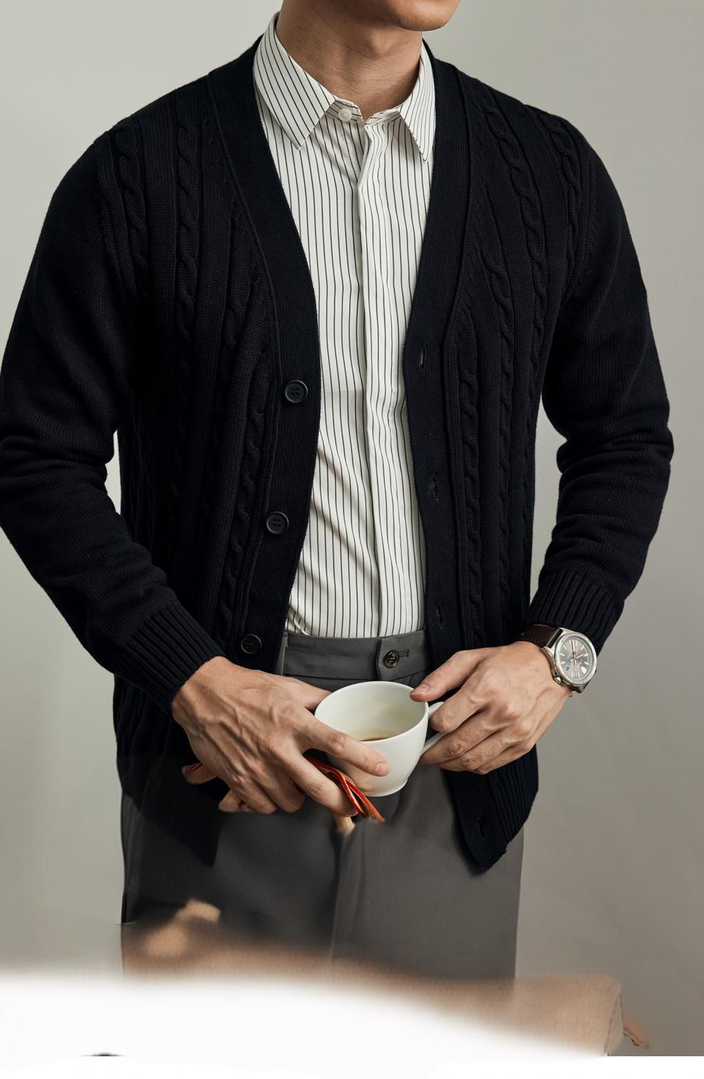 Men's Clothing Version Of Autumn New Style Knitted Sweater Men's Sweater Fashion Knitted Cardigan Casual Jacket Outerwear_viptrois.com