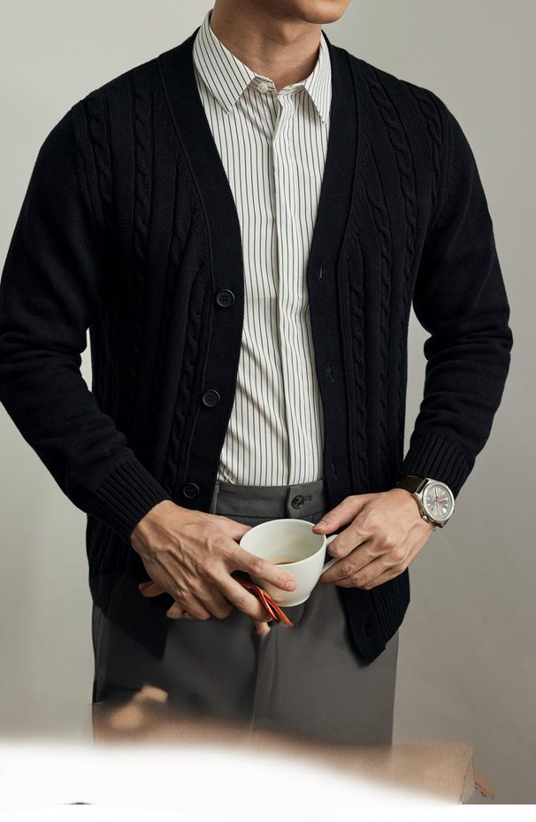 Men's Clothing Version Of Autumn New Style Knitted Sweater Men's Sweater Fashion Knitted Cardigan Casual Jacket Outerwear_viptrois.com