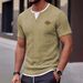 Cross-border European And American Summer Men's New Style Textured Short-sleeve Shirt With Leather Logo, Faux Two-piece_viptrois.com