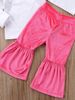 Kid's Clothing Hot Children's Clothing Children's Flying Sleeve Top Velvet Bell Bottom Pants With Head Flower_viptrois.com