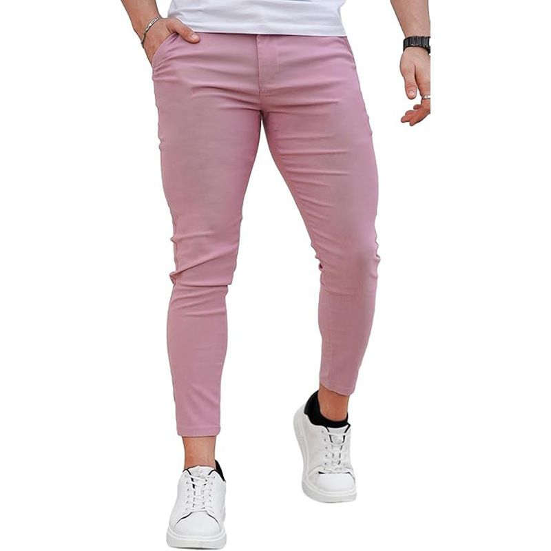 Men's Clothing Jogging Stretch Slim Twill Solid Color Men's Slim Fit Stretch Jogger Pants For Running & Daily Wear - Comfortable, Stylish & Versatile_viptrois.com