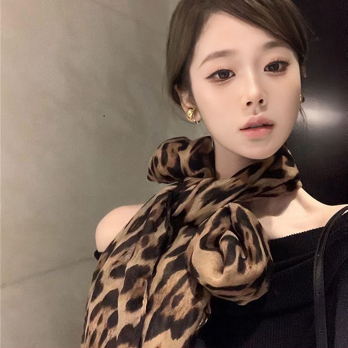 Fang Fashion Design Sense Leopard Print Long Scarf Female American Spice Girl Style Fashion Shawl_viptrois.com