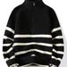 Pure Half-Zip Collar For Men, Autumn And Winter Striped Base Shirt, Hong Kong Style Trendy Brand Casual Knitted Sweater Top_viptrois.com
