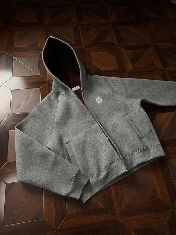 Men's Clothing Old Money Style Hooded Sweatshirt Men's Autumn And Winter Casual Heavyweight US Embroidered Imperial Red Inner Cardigan Coat_viptrois.com