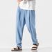 Spring and Summer Linen Pants Men's Loose Large Size Draped Wide-Leg Pants Fashionable Elegant Straight-Leg Wide-Leg Pants_viptrois.com