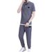 Summer Plus-size High-end Casual Sportswear Men's Ice Silk Breathable Elastic Quick-drying Ultra-thin Short-sleeved Two-piece Set_viptrois.com