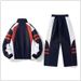 Men's Clothing 25 Autumn And Winter New American Retro Contrast Color Sports Casual Jacket Two-piece Wide-leg Pants_viptrois.com