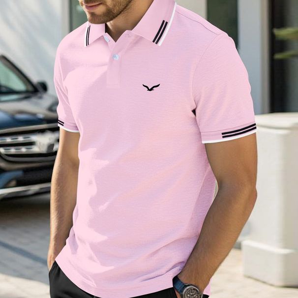 Men's Loose Fit Polo Shirt - Short Sleeve, Breathable & Wrinkle-Free Polyester, Summer Casual With Trendy Prints (S-2XL, 4 Colors)_viptrois.com