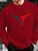 Men's Loose Casual Fashionable Classic Cow Head Pattern Printed Round Neck Long Sleeved Sweatshirt Suitable For Autumn And Winter Wear_viptrois.com