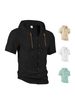 Men's Solid-color Cotton And Linen Cardigan, Trendy And Versatile, Loose And Lightweight, Casual Short-sleeved Men's Shirt, Hooded Jacket_viptrois.com
