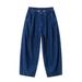 Cityboy Men's Loose Wide Leg Jeans Dark Blue Straight Hip Hop Street Dance Retro Skateboard Pants Japanese Style_viptrois.com