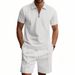 Men's Clothing Summer Men's Simple Casual Loose Zipper Short Sleeved Polo Shirt Beach Shorts Suit_viptrois.com