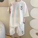 Men's Clothing Summer New Waffle Sports Suit Bear Men's T Shirt Shorts Two Piece Suit Large Size_viptrois.com