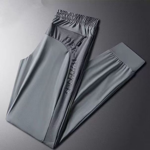 Men's Clothing Men's Trendy Ice Silk Casual Pants Summer Thin Quick Dry Stretch Sports Plus Size Loose Fit Extra Big Pants_viptrois.com