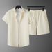 Men's Clothing Fashion Trend Leisure Sports Knitted Pattern Short Sleeved Two Piece Suit_viptrois.com