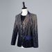 1 Cross-Border Men's Gradient Blue Sequin Notched Lapel Casual Blazer DJ Singer Shiny Prom Dress Korean Version_viptrois.com