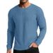 Men's Waffle-Knit Long Sleeve T-Shirt – Breathable Polyester Crew Neck Tee For Urban Layering Slim Fit Casual Top (S-XXL)_viptrois.com