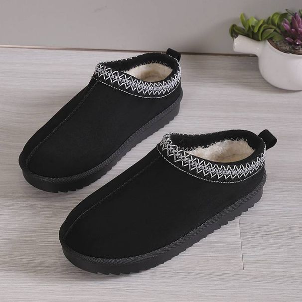 Explosive lace beef soles with lovely autumn and winter warm cotton shoes slip-on women's snow boots_viptrois.com