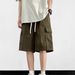 Men’s Clothing Shorts Men Summer Trend Army Green Overalls Thin Loose Shorts Casual Straight Cotton Pants_viptrois.com